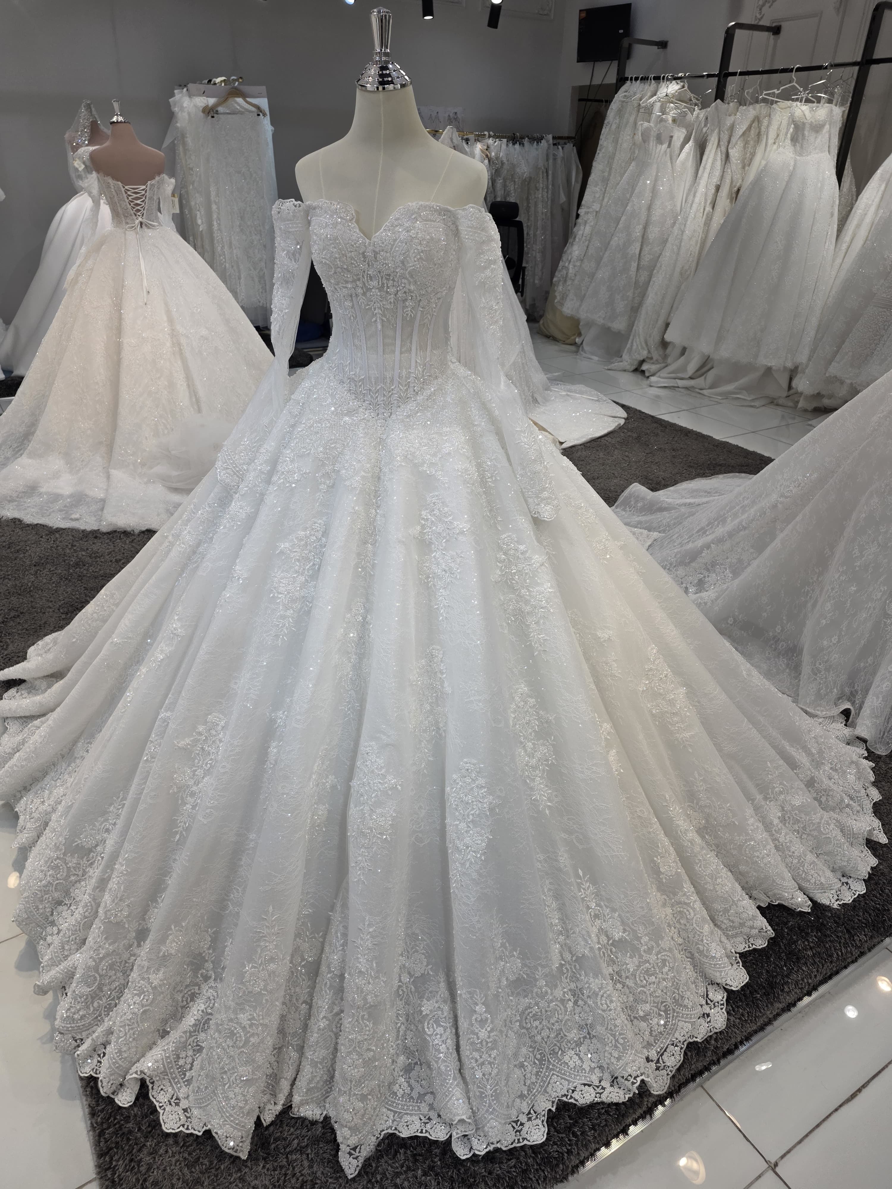 Off-Shoulder Crystal Corset Ball Gown