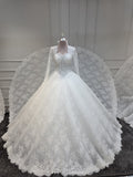 Royal Lace Cape Ball Gown