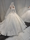Off-Shoulder Lace Mermaid Gown with Satin Overskirt
