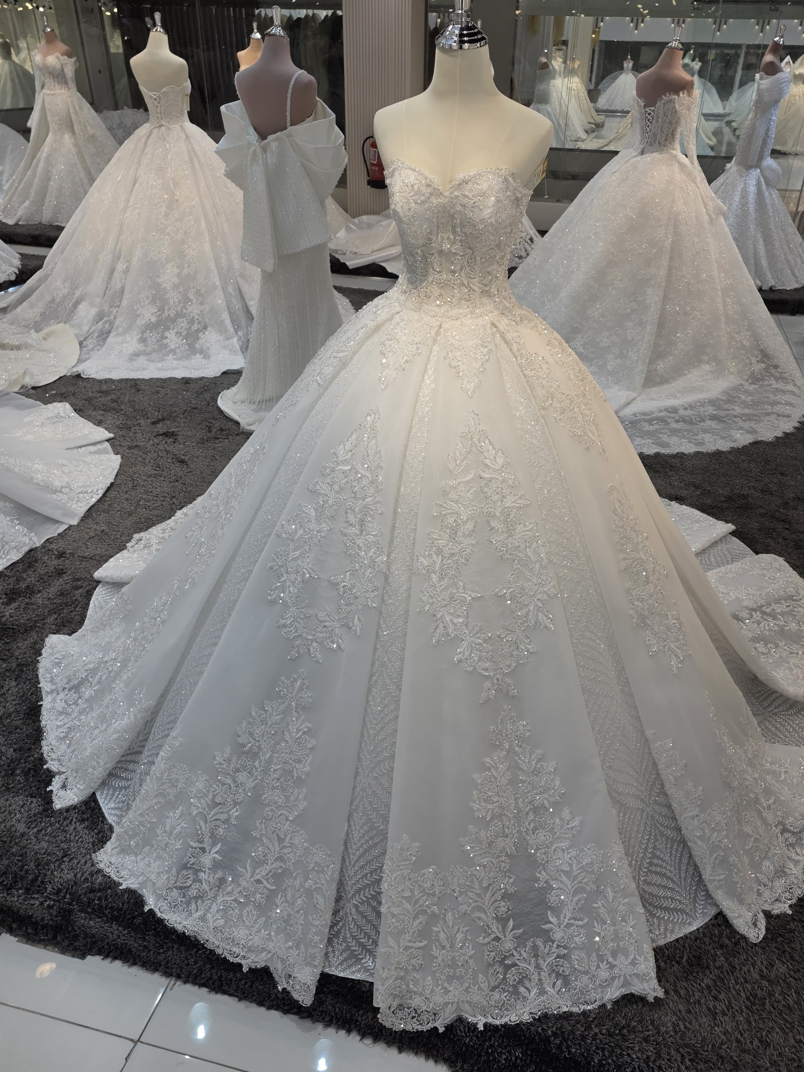 Ivory Sparkle Ball Gown with Sweetheart Neckline